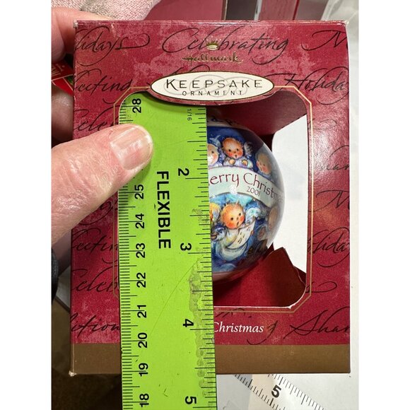 Hallmark Keepsake Ornament Glass Ball Merry Christmas 1999 Dated Angels Design - Picture 9 of 9